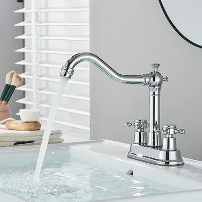 Antique black brass waterfall basin faucet with chrome finish curved spout and two cross-handle controls decorbites black brass
