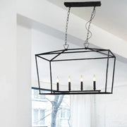 Decorbites™ antique black wrought iron cage island ceiling light with four candle bulbs for restaurants 220v-240v 110v-120v