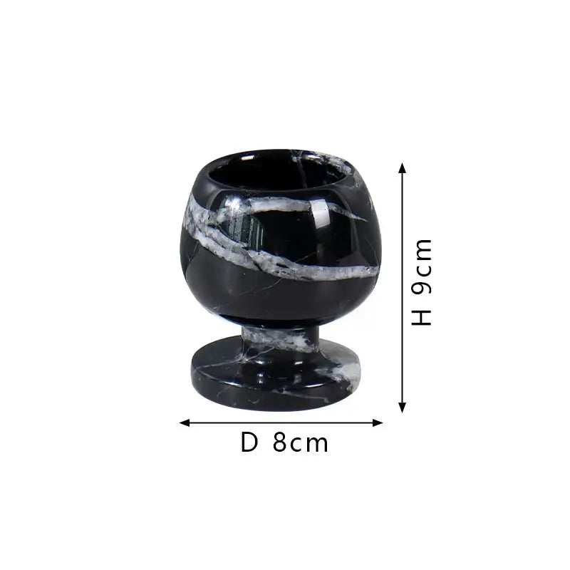 Antique black and white marble candlestick holder with rounded bowl and pedestal base for dining room decorbites grand antique decor