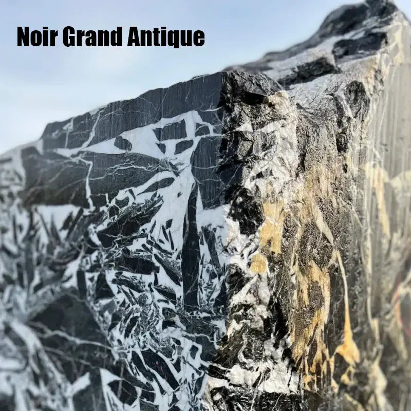 Antique black and white marble candlestick holder with noir grand antique slab featuring black base and intricate veining decorbites grand antique