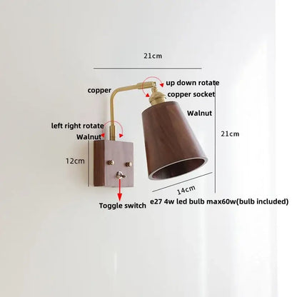 Antique brass and walnut clear glass wall lights with a dark walnut wooden shade and adjustable brass arm for decorbites clear glass decor