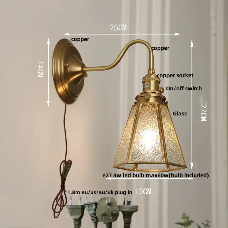Antique brass blue flower glass led wall sconce with textured glass shade for elegant bedroom decorbites blue flower lighting