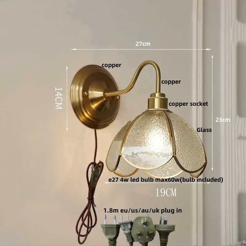 Antique brass glass clover wall sconce with textured translucent glass shade for dining room decorbites glass brass fixture