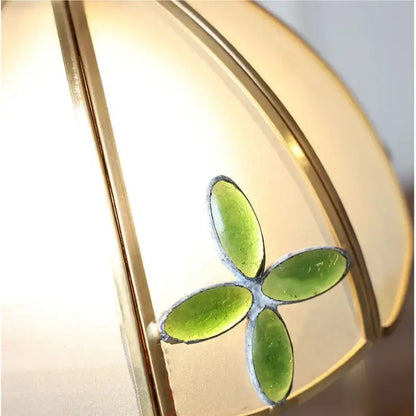 Antique brass glass clover wall sconce with vibrant green stained glass petals for dining room decorbites glass brass wall fixture