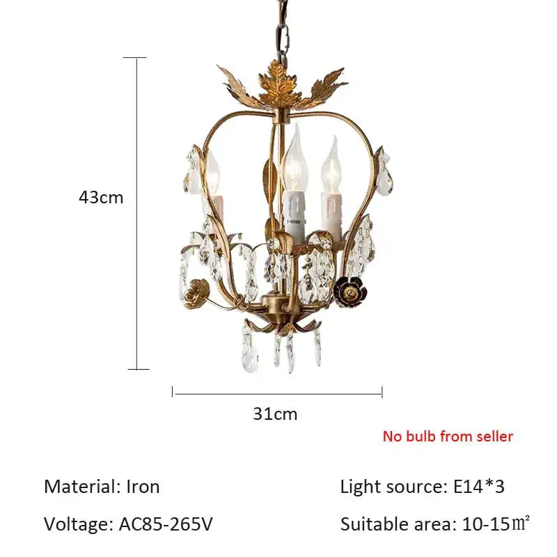 Antique brass iron crystal chandelier with leaf motifs and crystal droplets for elegant bedroom lighting decorbites iron crystal