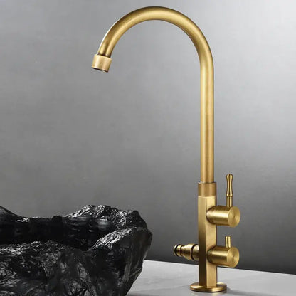 Brass outdoor faucet with dual control knobs and high-arc brass-finished design by decorbites for kitchens