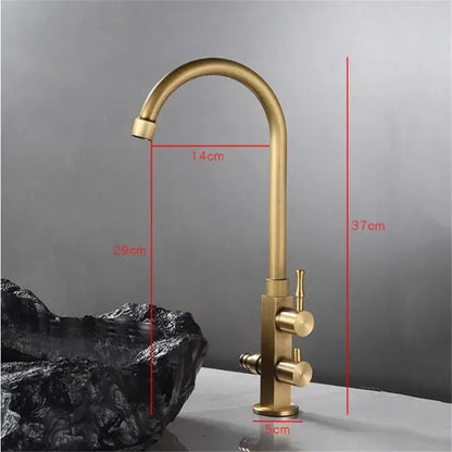 Brass outdoor faucet by decorbites with dual control knobs and curved spout in antique brass finish for kitchens