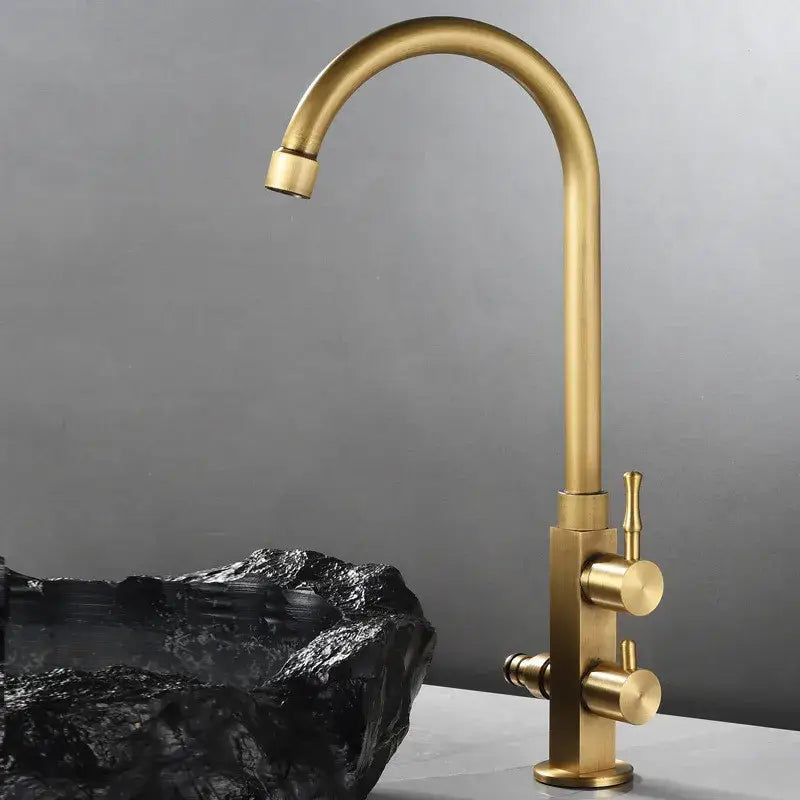 Antique brass outdoor faucet with dual control knobs and high-arc design by decorbites brass outdoor for kitchens