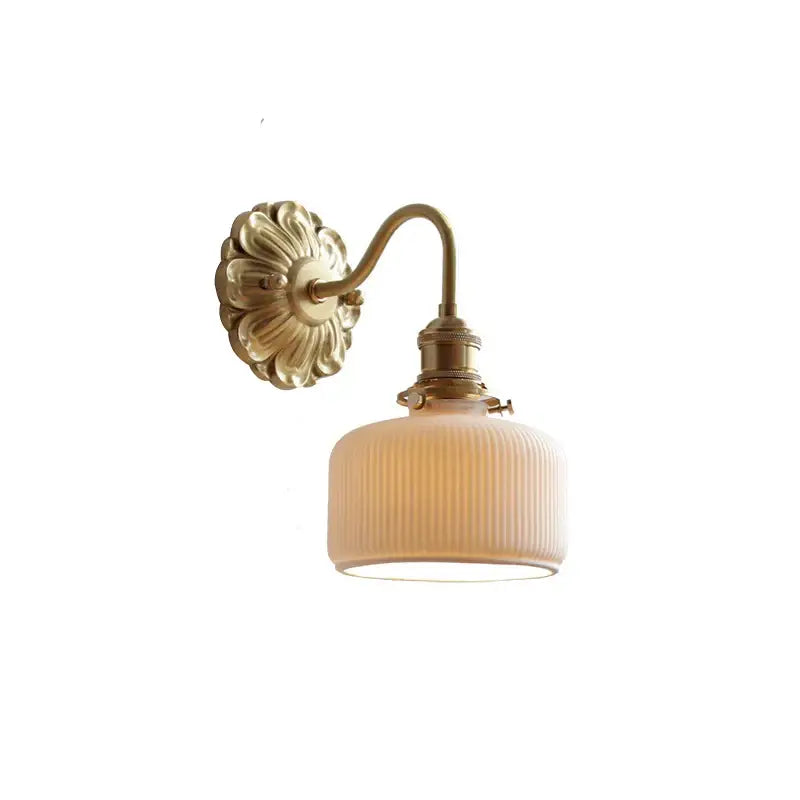Antique brass ribbed glass wall lights with frosted shade ideal for bedroom decorbites ceramic ball led lighting