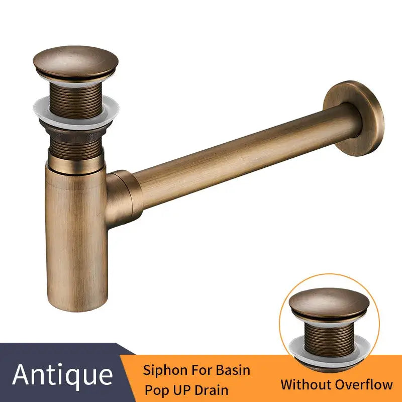 Antique brass round bottle trap bathroom vanity siphon drain pump in bronze decorbites brass round finish