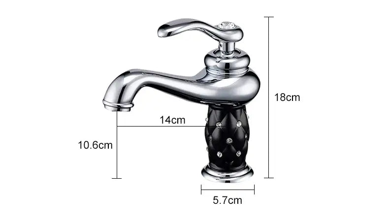 DecorBites™ antique bronze single handle bathroom faucet with chrome finish and black diamond-embellished base real shot details