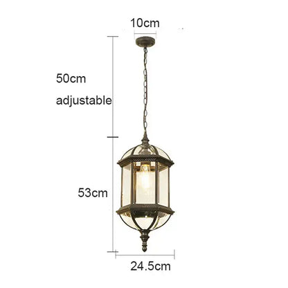 Antique bronze black outdoor hanging pendant light with clear glass panels and chain suspension for walkway decorbites black outdoor