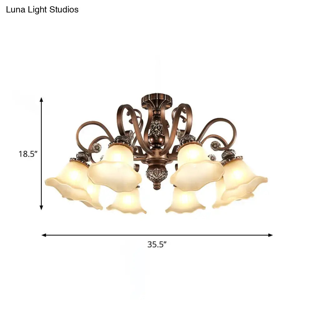 Antique bronze chandelier with five frosted opal glass lampshades featuring e26 e27 bulbs for living room use
