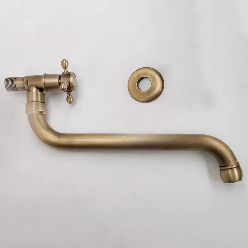 Antique bronze single cold wall mounted kitchen mop pool faucet with brass finish curved spout and single hole flange