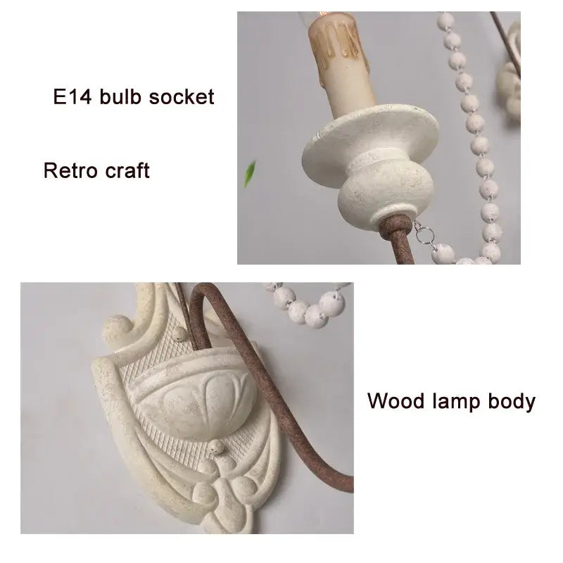 White carved wood wall lamp with vintage design and e14 bulb socket for decorbites country french wall decor