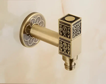 Antique dragon carved brass single cold tap garden faucet with ornate floral and geometric engraved details decorbites dragon