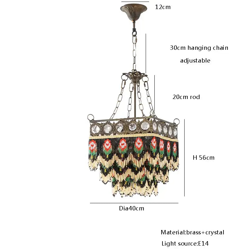 Ornate brass pendant lights with black rose tassel and beaded floral design for living room decorbites black rose chandelier