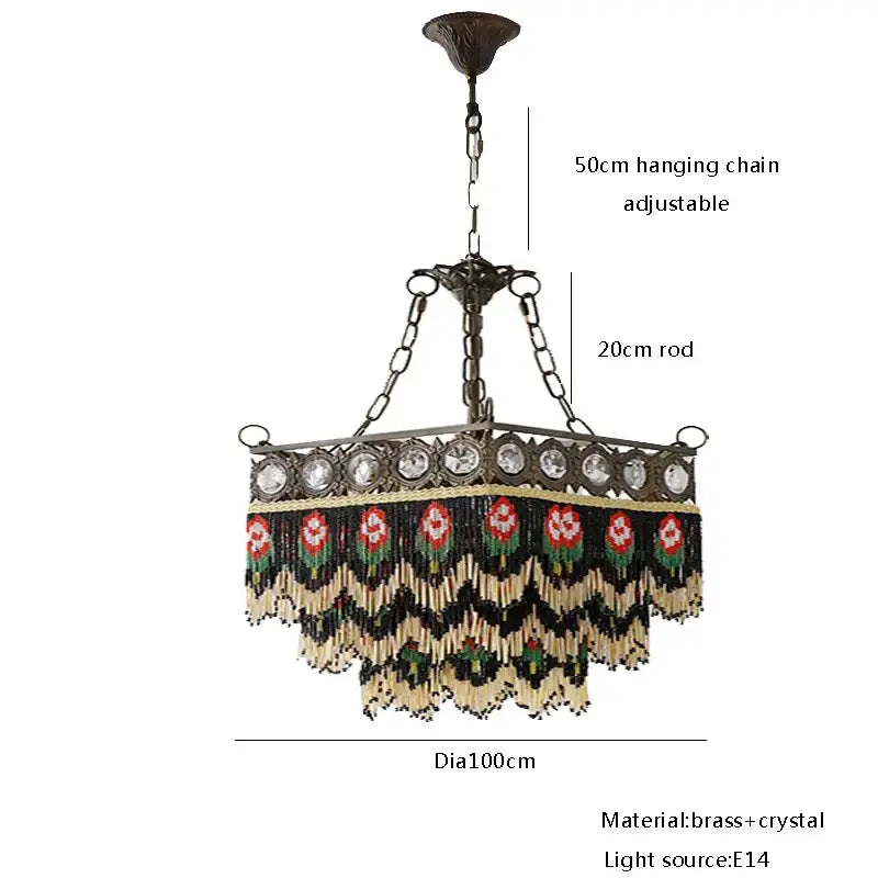 Antique retro black rose tassel pendant lights with brass chandelier, crystal accents, and black rose tassel fringe decorbites black rose