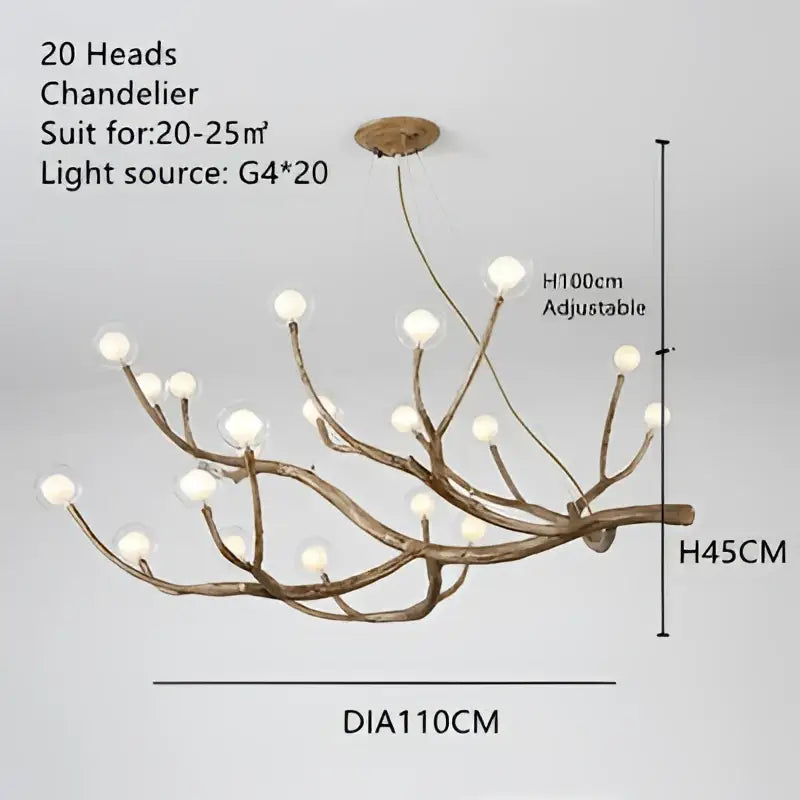 Bronze-colored antler style pendant light with 20 frosted glass bubble led globes for dining room decorbites glass bubble