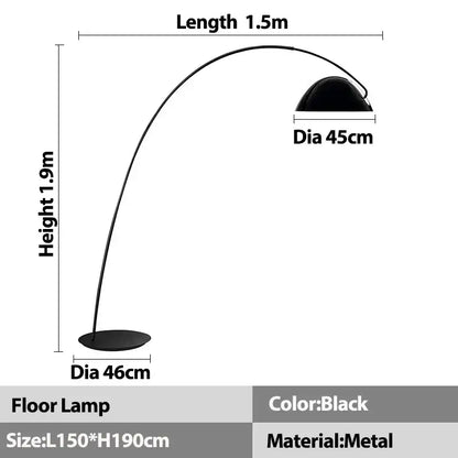 Arched black aluminum shade floor lamp with sleek curved arch design and dome-shaped aluminum shade for living room decorbites aluminum shade black
