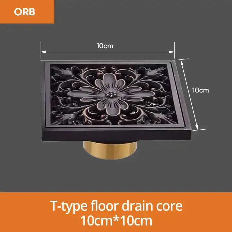 Art carved black brass and gold shower drain cover with ornate floral design for decorbites black brass shower floor drain