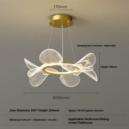 Gold and white modern art chandelier with petal design made of iron art aluminum and acrylic for minimalistic bedrooms