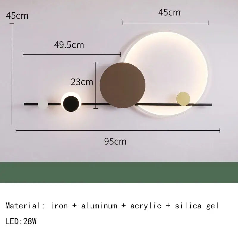 Art deco led wall sconce with sleek black metal frame and circular white brown gold acrylic panels for dining room decorbites art deco