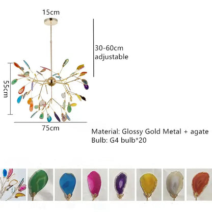 A vibrant art deco colorful agate floor lamp with glossy gold metal arms for elegant living room decorbites agate floor lamp