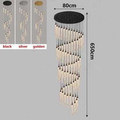 Art Deco Crystal Staircase Pendant Light - Decorbites