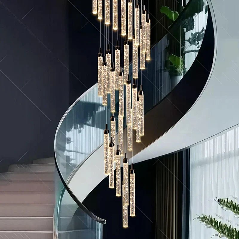 Art Deco Crystal Staircase Pendant Light - Decorbites