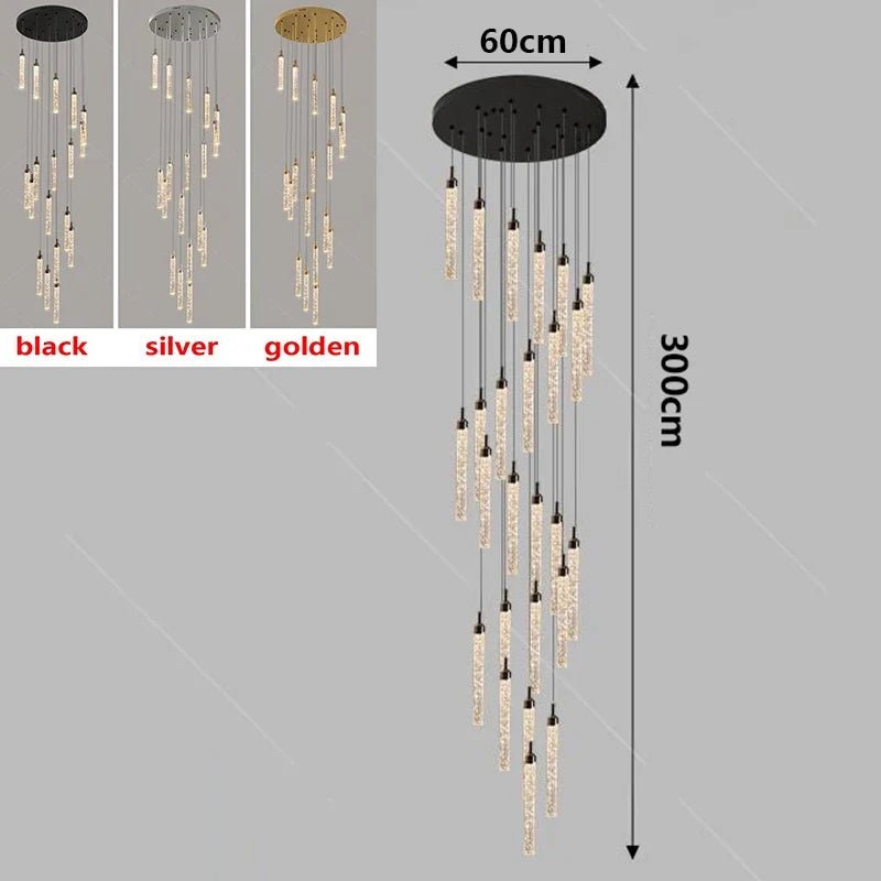 Art Deco Crystal Staircase Pendant Light - Decorbites