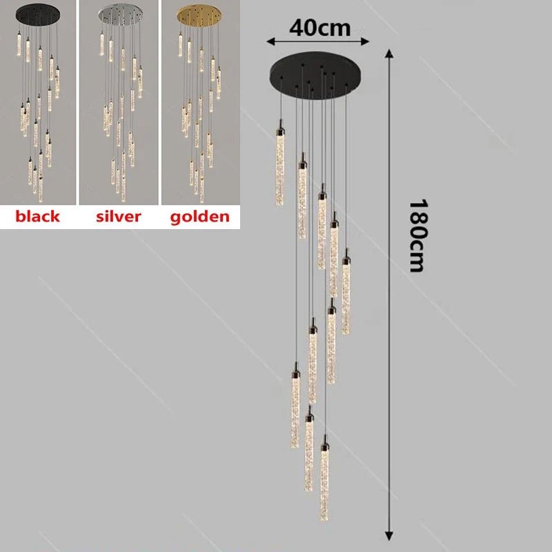 Art Deco Crystal Staircase Pendant Light - Decorbites