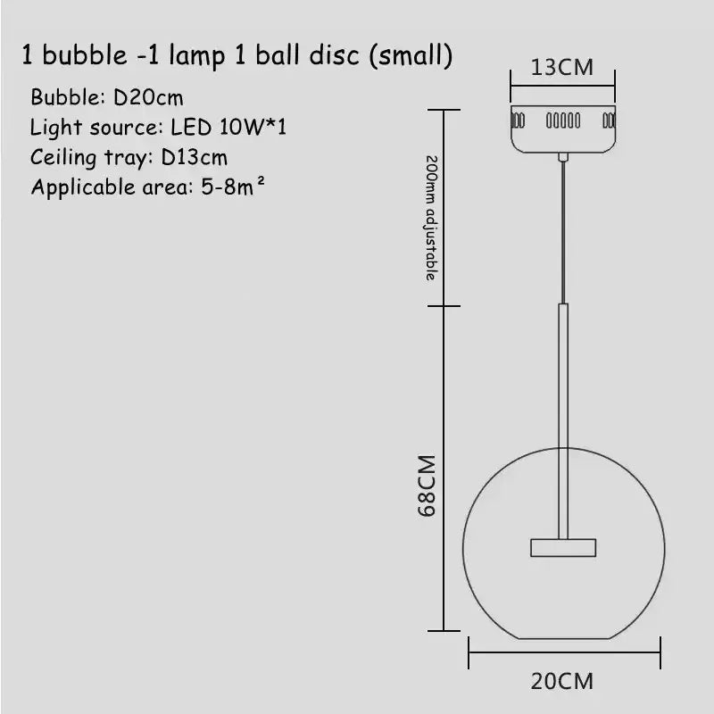 A decorbites art deco glass bubble pendant light with a sleek circular globe and led bulb for dining room decor