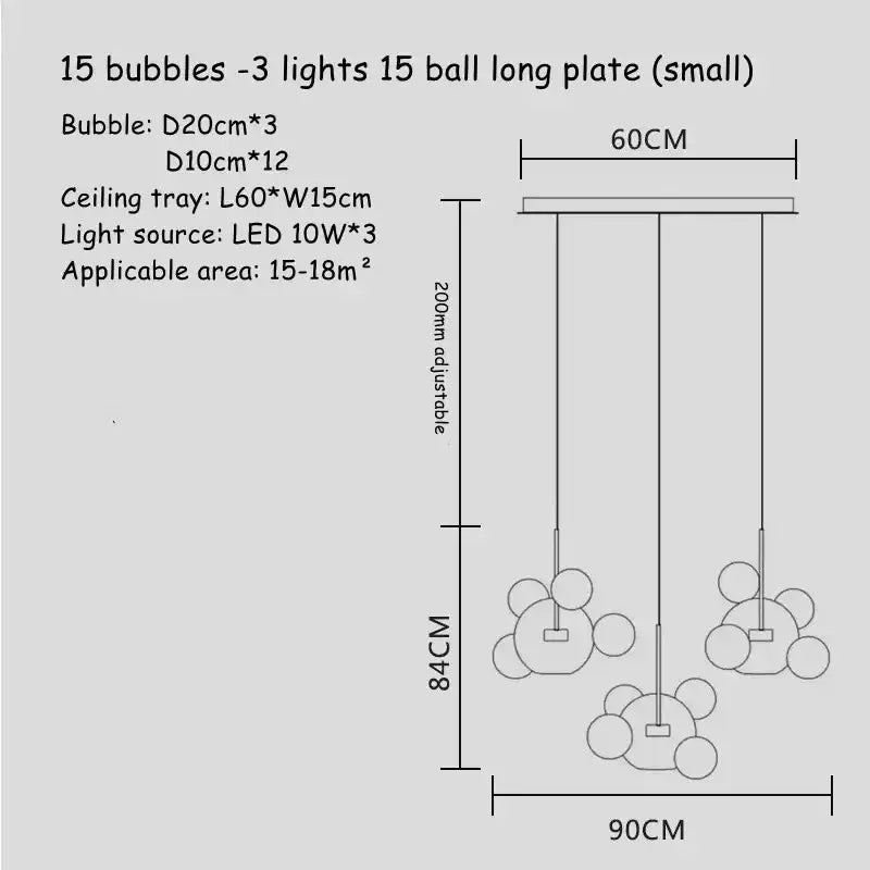 Modern minimalist art deco glass bubble chandelier with 15 spherical glass bubbles for dining room decorbites art deco