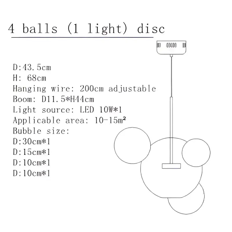A modern art deco glass bubble chandelier with four spherical led bulbs for dining room decorbites art deco lighting