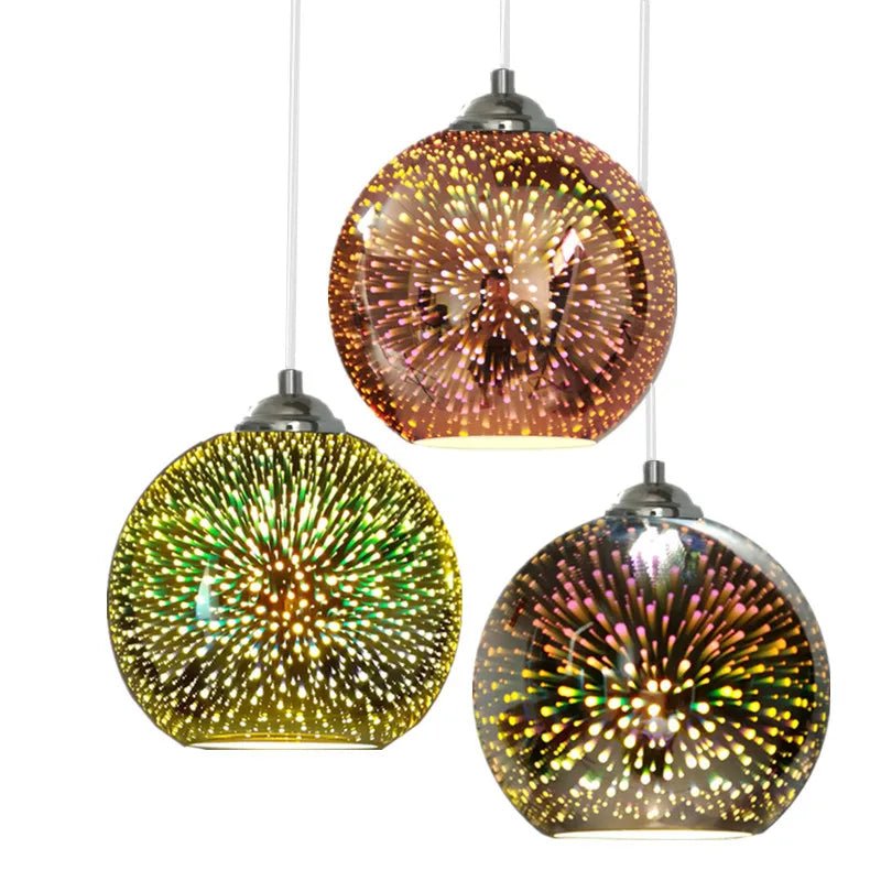 Art Deco Glass Globe Pendant Light in Gold or Silver - Decorbites