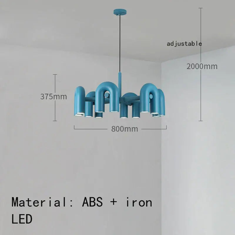 Modern teal-colored art deco metal industrial chandelier made from abs and iron for dining room decorbites art deco lighting