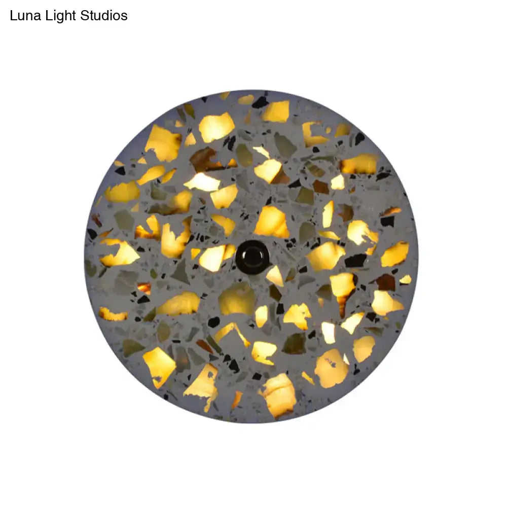Art deco mosaic terrazzo led wall sconce with gray base and golden black green fragments for living room lighting