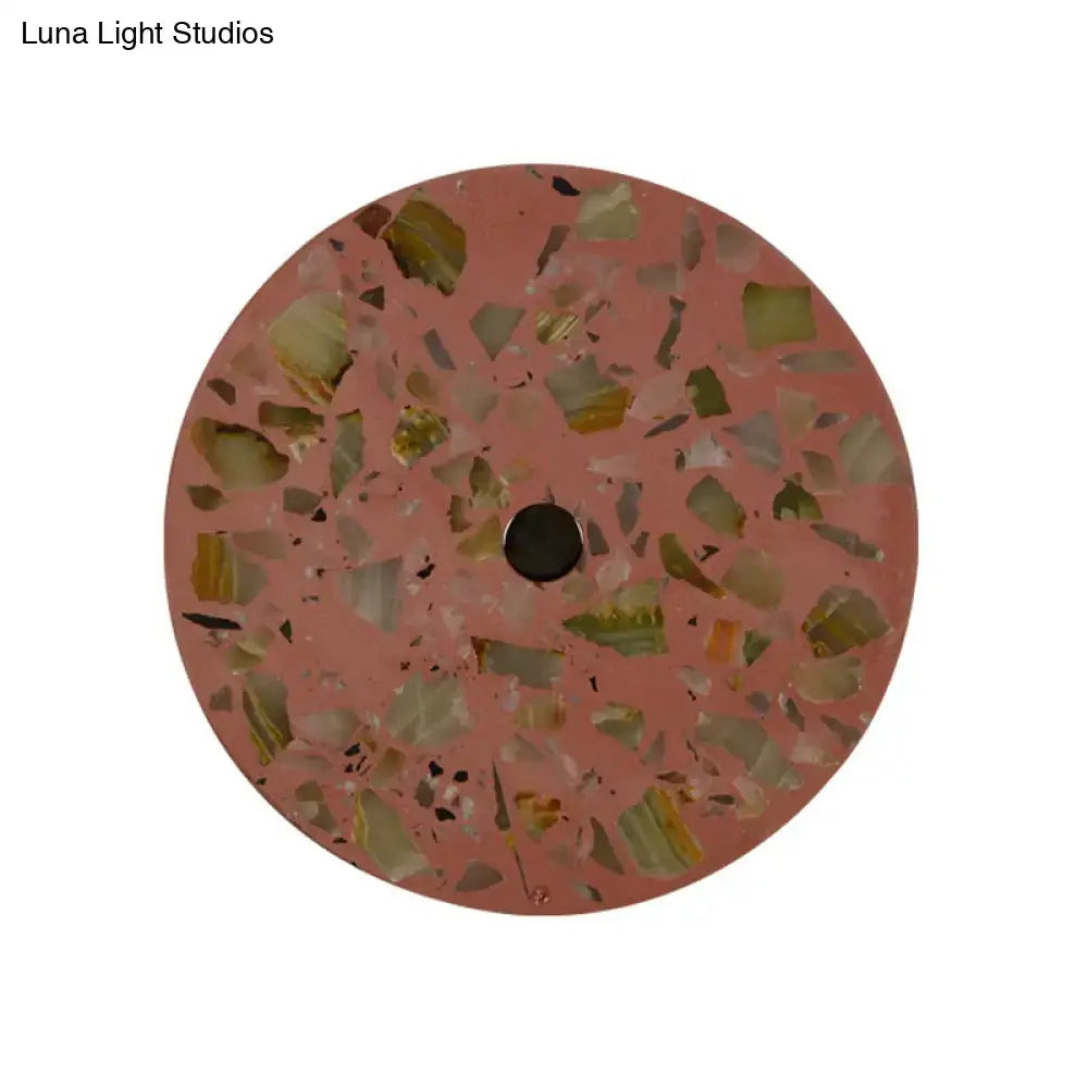 Art deco mosaic terrazzo led wall light living room sconce with circular pinkish terrazzo sink and colorful stone fragments