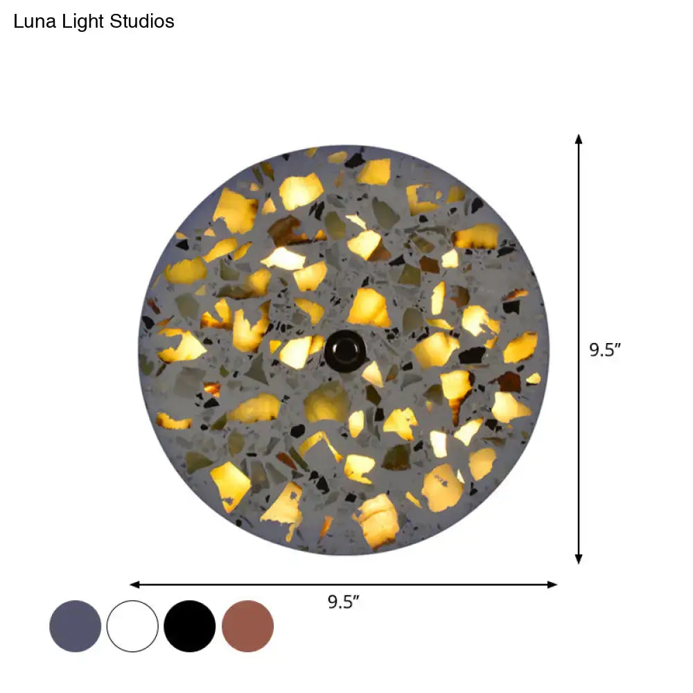 Art deco mosaic terrazzo led wall sconce with gray base and gold black fragmented tiles for living room lighting