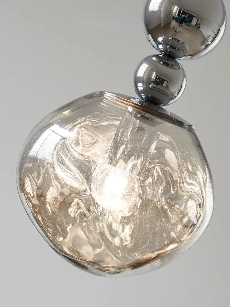 Art Deco Silver Lava Pendant Light in Acrylic and Metal - Decorbites