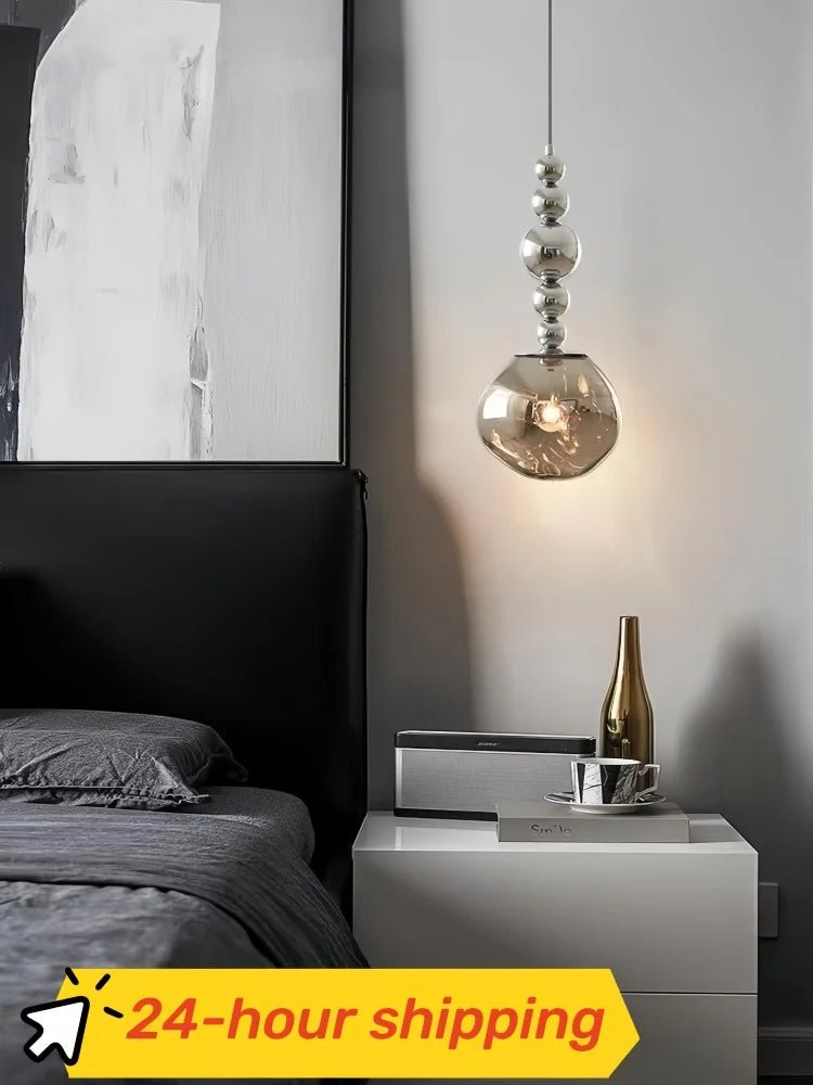 Art Deco Silver Lava Pendant Light in Acrylic and Metal - Decorbites