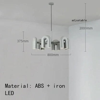 Modern gray u-shaped art deco metal chandelier made of abs and iron with led lighting for dining room decorbites art deco