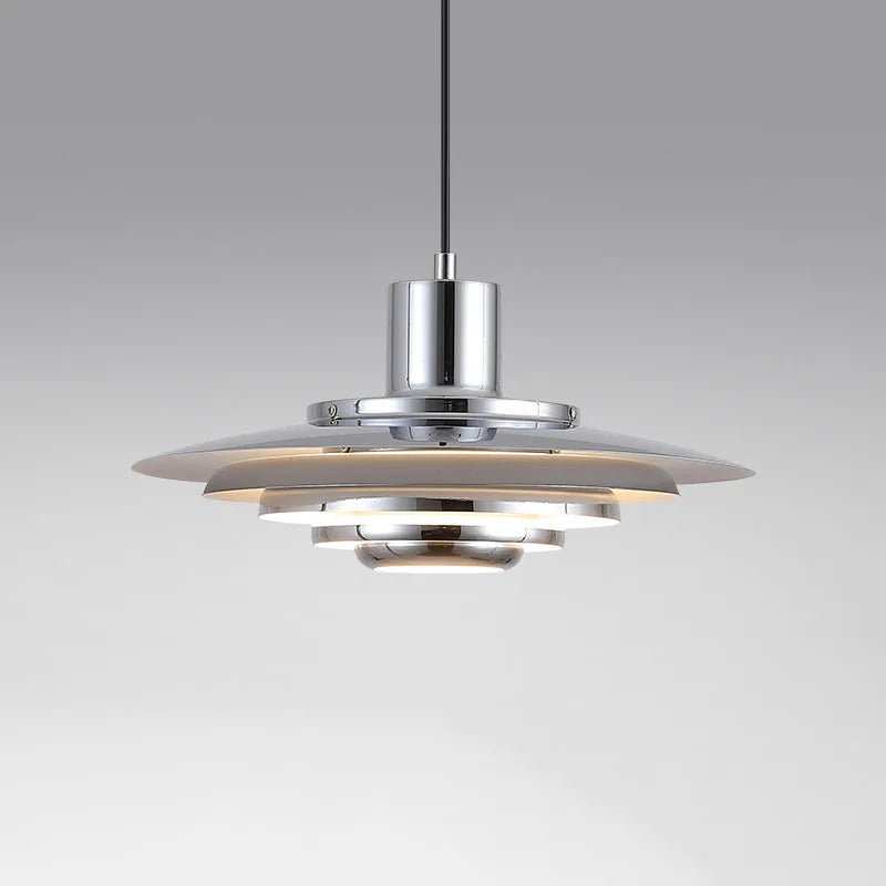 Art Deco White and Silver Aluminum Pendant Light - Decorbites