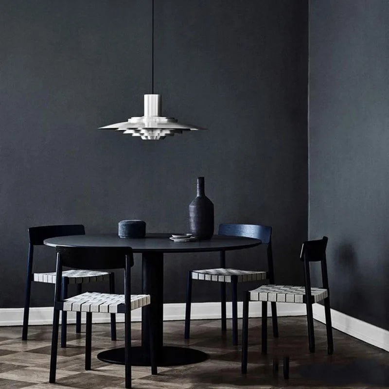 Art Deco White and Silver Aluminum Pendant Light - Decorbites