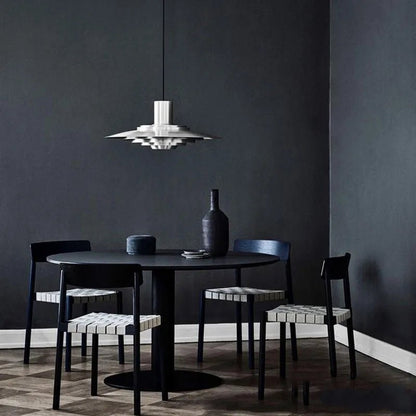 Art Deco White and Silver Aluminum Pendant Light - Decorbites
