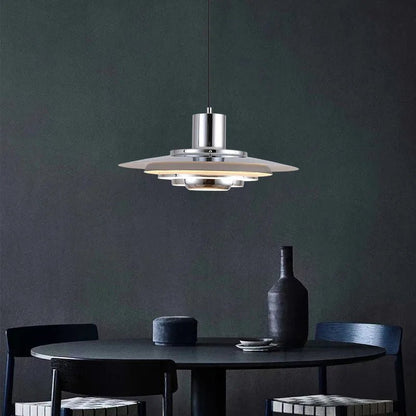 Art Deco White and Silver Aluminum Pendant Light - Decorbites