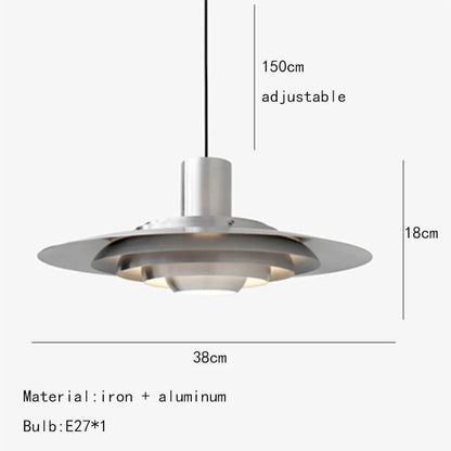 Art Deco White and Silver Aluminum Pendant Light - Decorbites