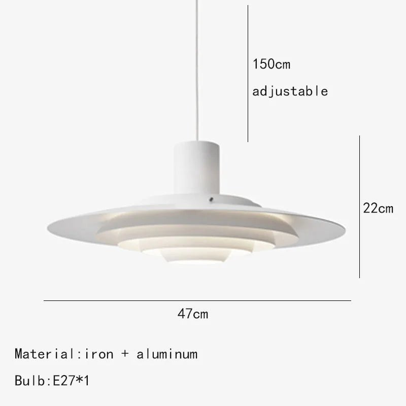 Art Deco White and Silver Aluminum Pendant Light - Decorbites