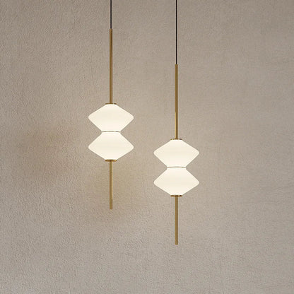 Art Deco White Glass Pendant Light With Gold Metal Wire - Decorbites